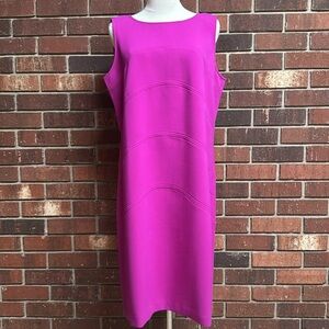 Ann Taylor Vibrant Pink Sleeveless Shift‎ Dress Size 14 Tall